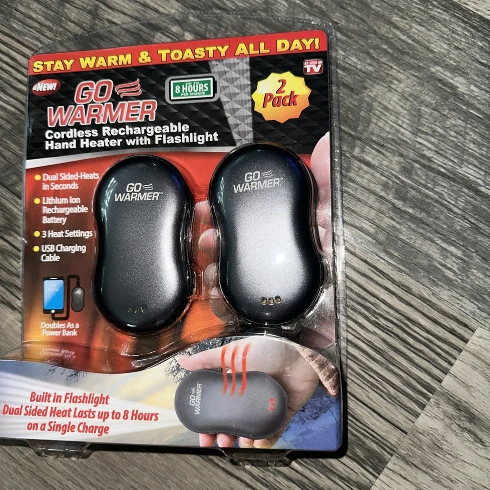 Go Warmer Rechargeable Hand Heater 2-Pack with Flashlight‎